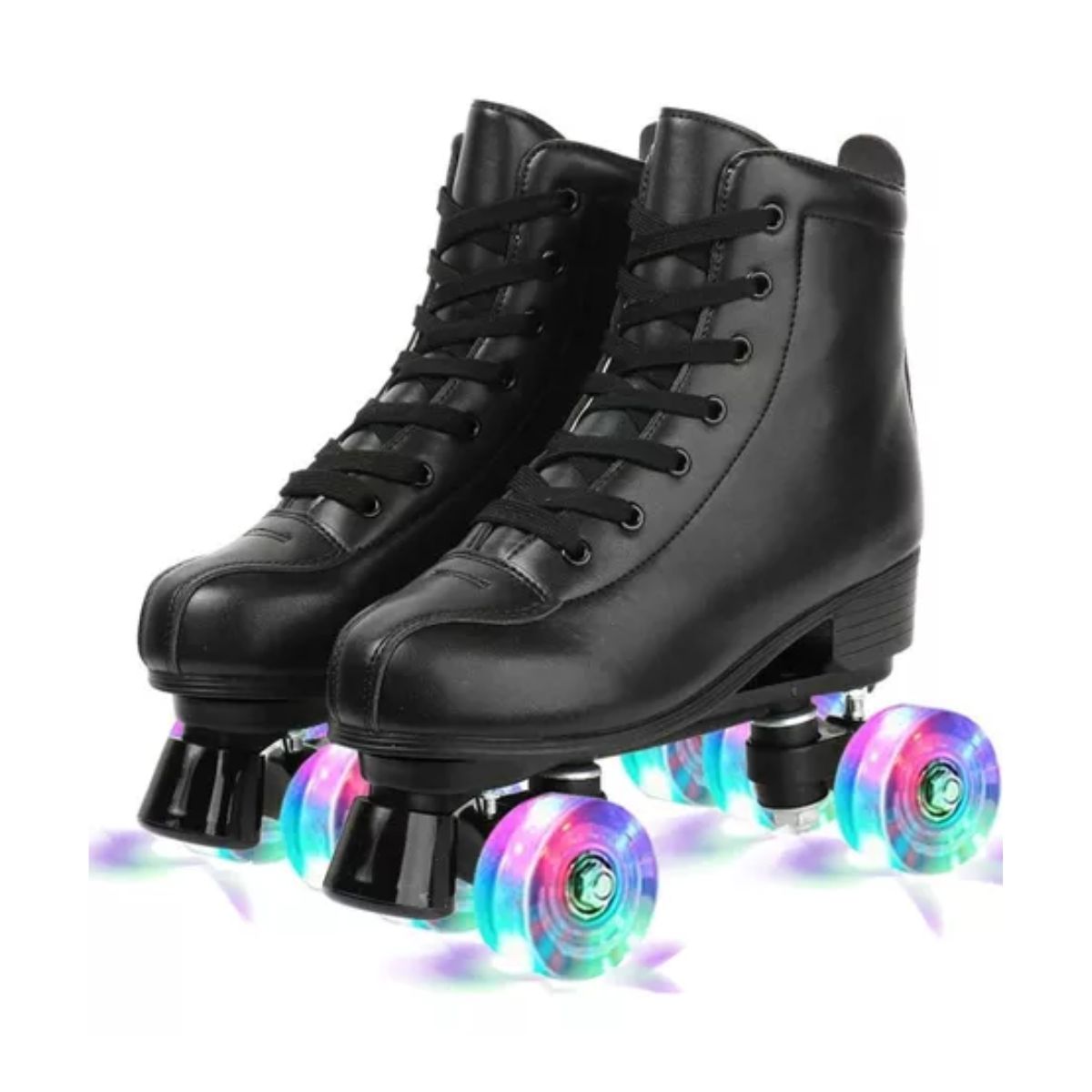 Patines Roller De 4 Ruedas Doble Fila Para Mujer Con Led Talla 40, Negro