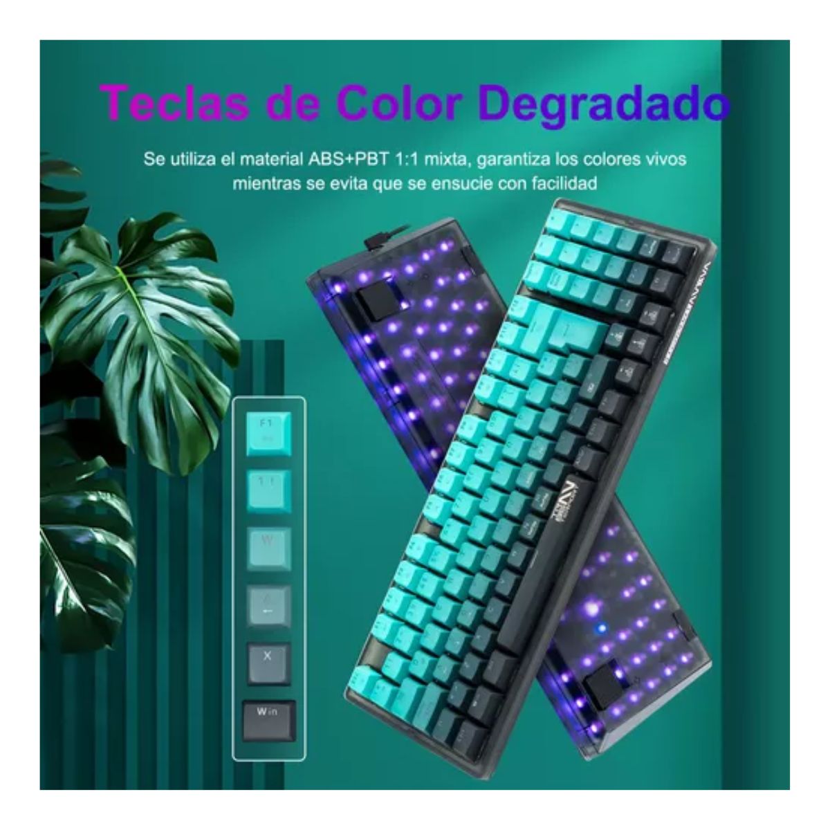 Teclado Gamer Mecanico Español Tr95 RGB Alámbrico, Esmeralda
