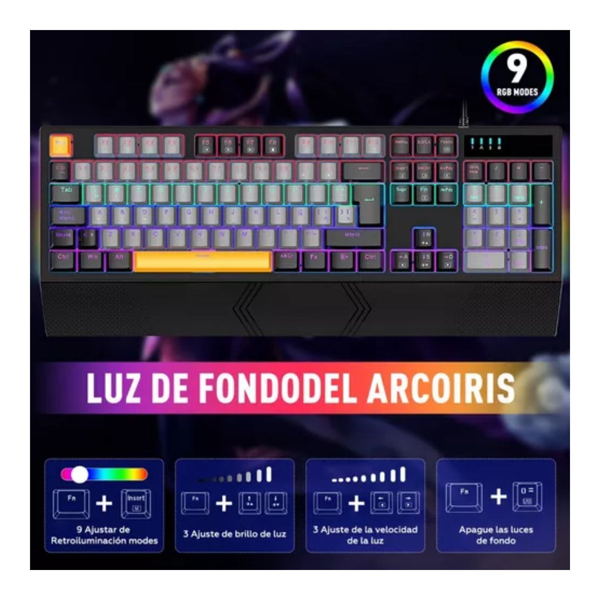 Teclado Mecánico Español Gris y Negro
