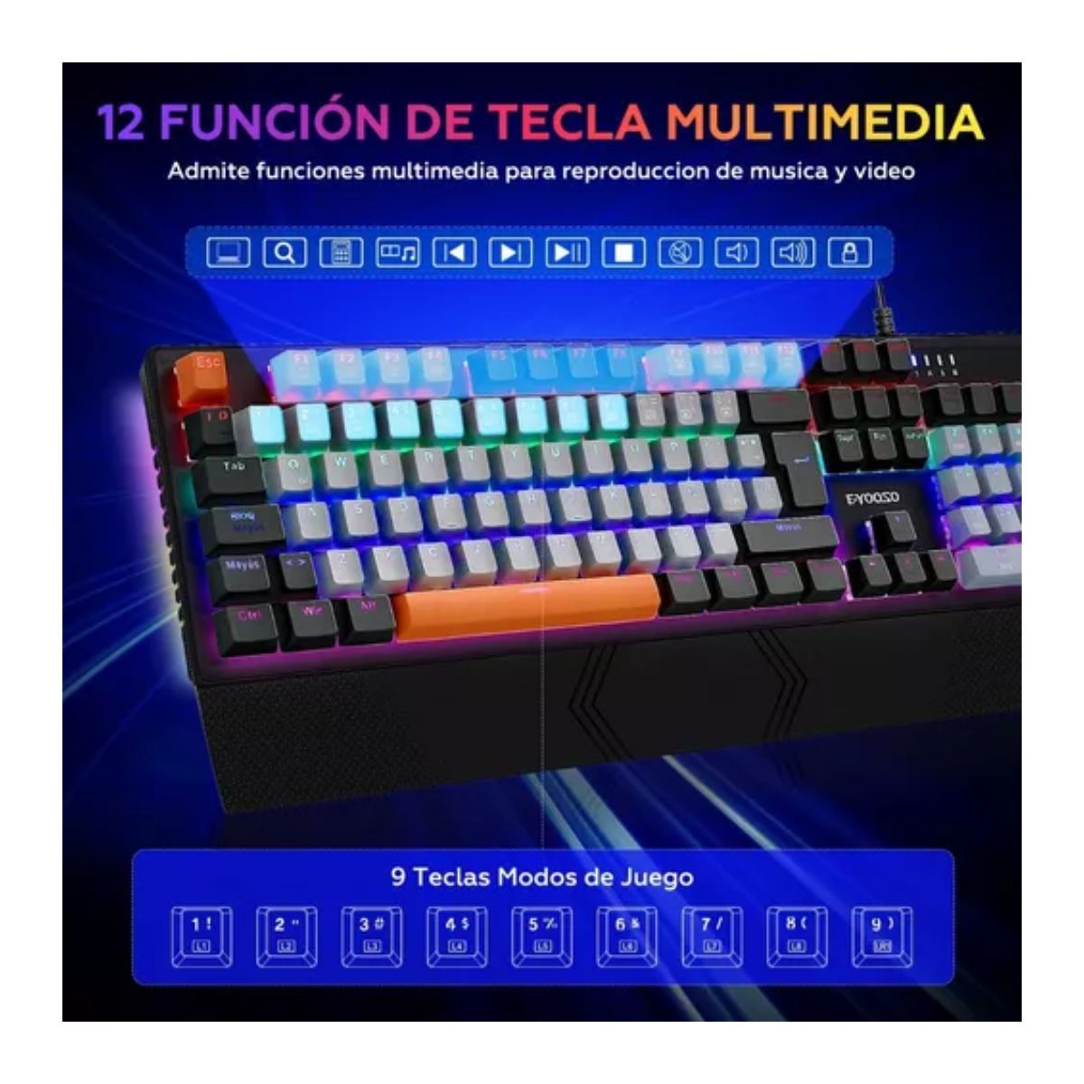 Teclado Mecánico Español Gris y Negro