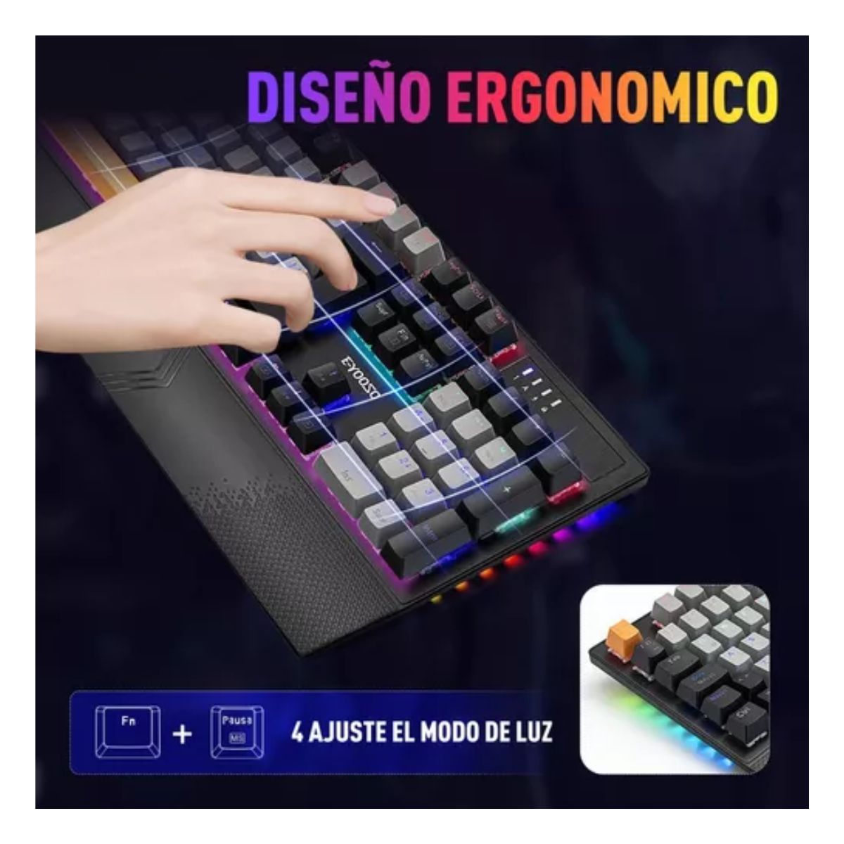 Teclado Mecánico Español Gris y Negro
