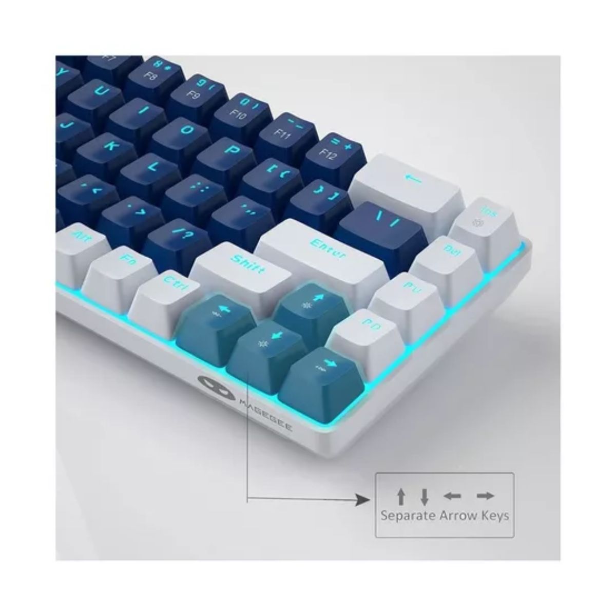 Teclado gamer Blue, Color Azul Blanco