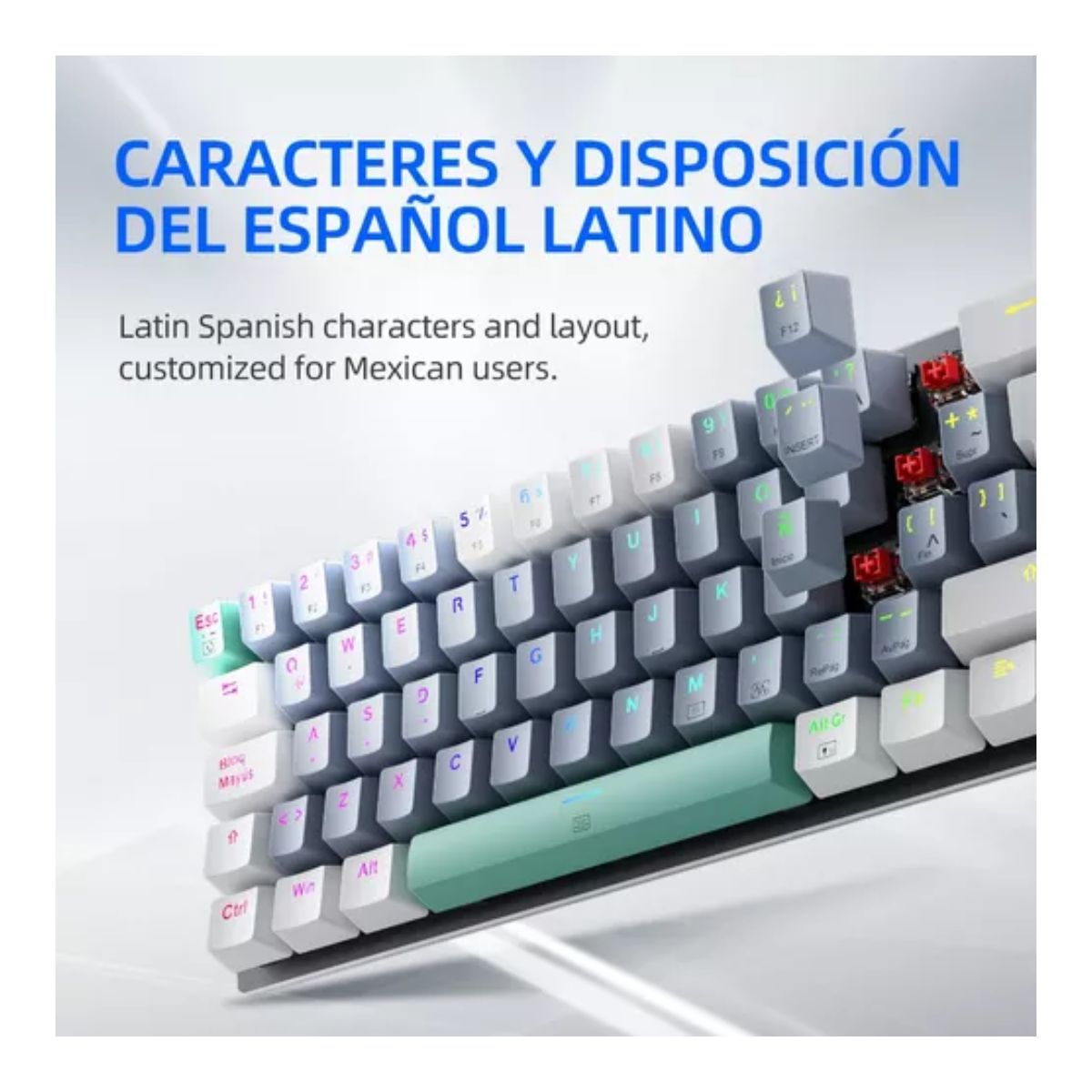 Teclado Mecánico 60% Gamer Español Rgb Pc, Color Brown Switch