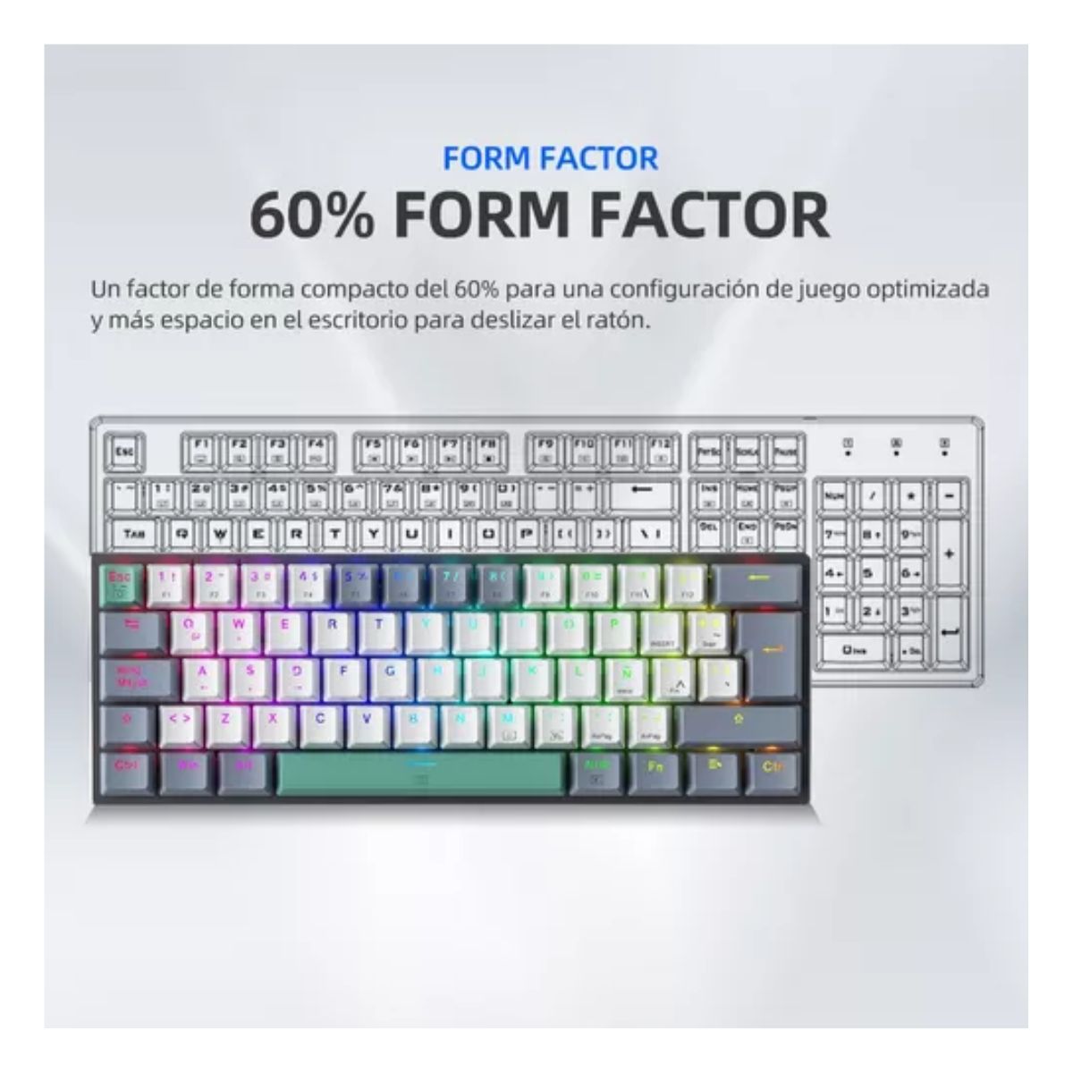 Teclado Mecánico 60% Gamer Español Rgb Pc, Color Brown Switch