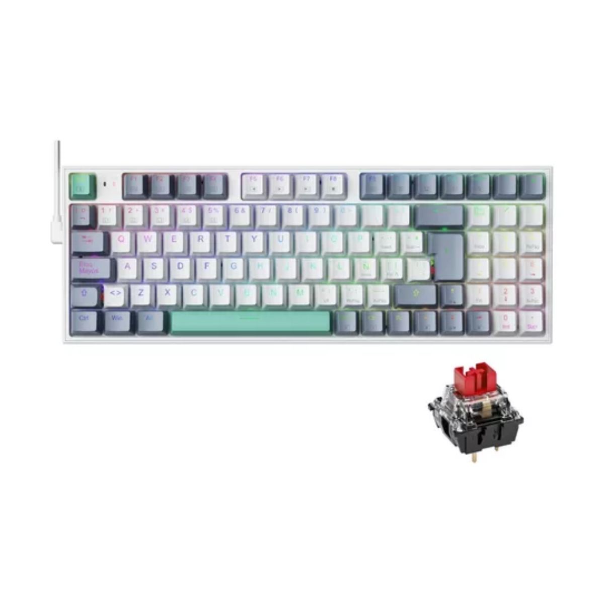 Teclado Mecánico K500 Gamer Alambrico Español  Red Switch