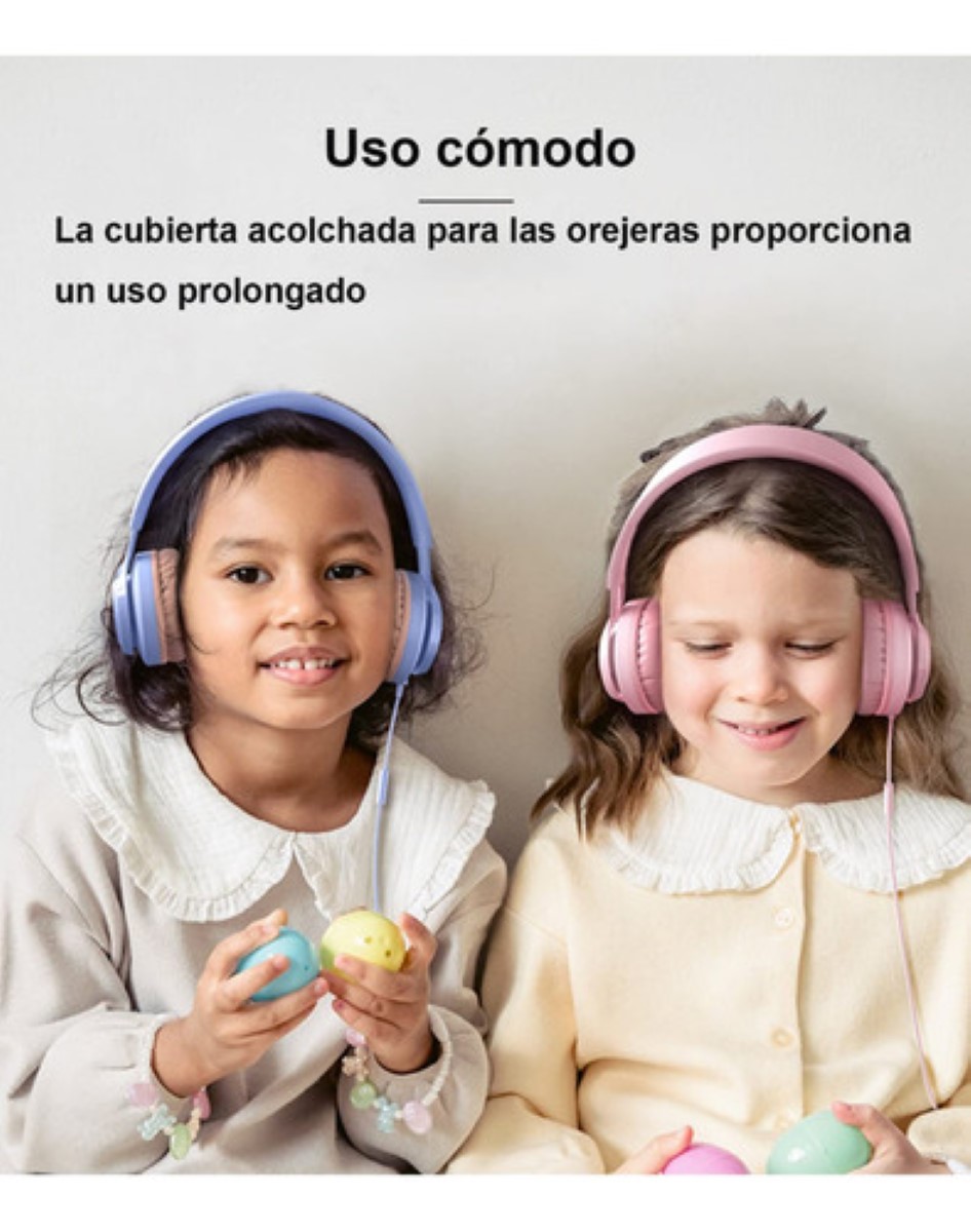 Audifonos Auriculares Con Cable Para Niños Con Micrófono, Violeta