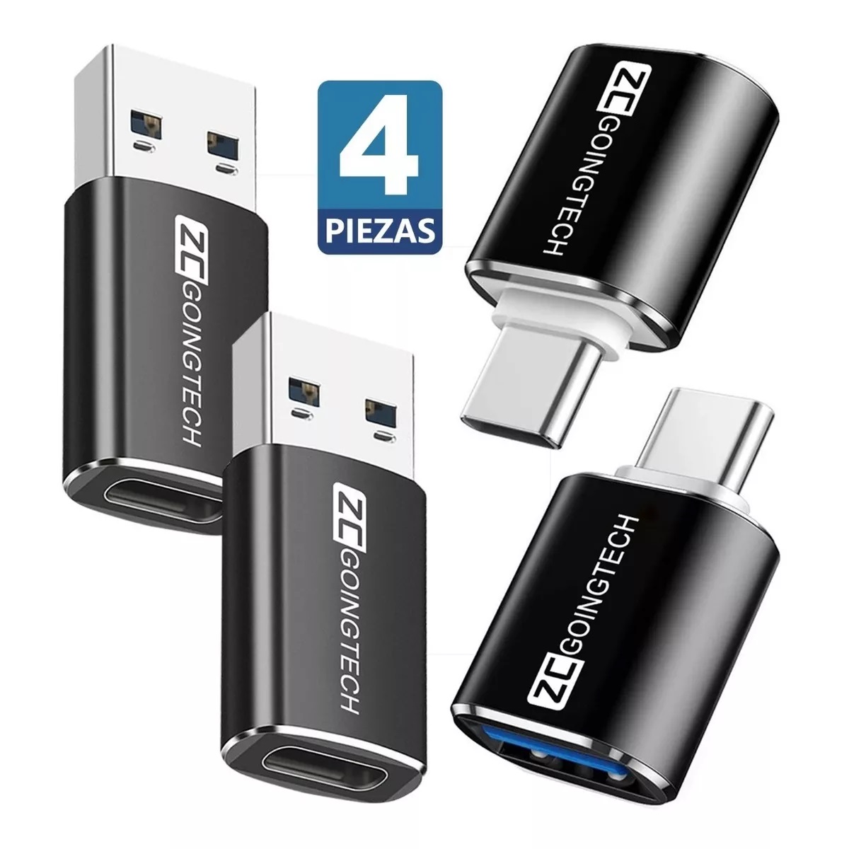 Set 4 Piezas Adaptador Otg Usb Tipo C A Usb 3.0 5gbps