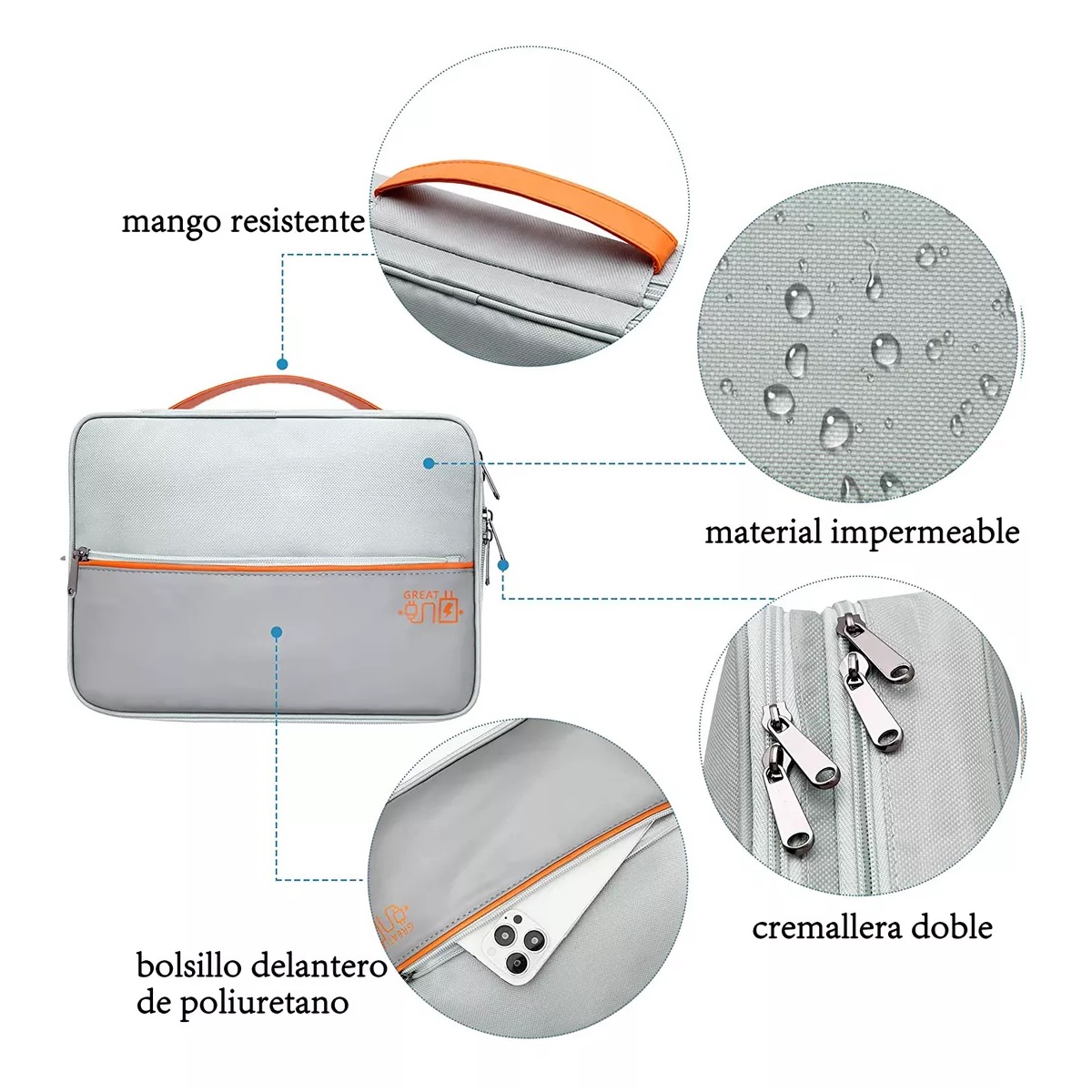 Estuche Organizador De Doble Capa Para Cable Y Cargador Gray