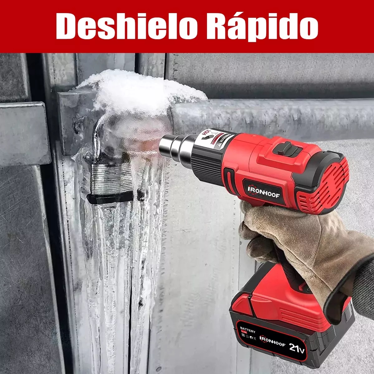 Pistola De Calor Inalámbrica De Temperatura Regulable 2000w Rojo