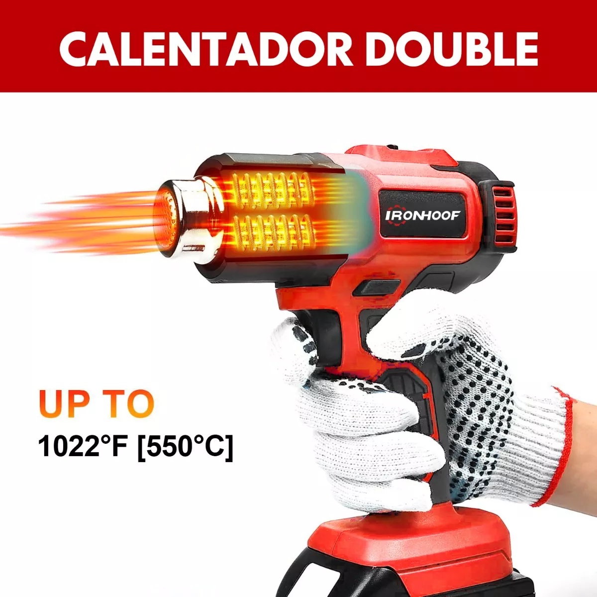 Pistola De Calor Inalámbrica De Temperatura Regulable 2000w Rojo