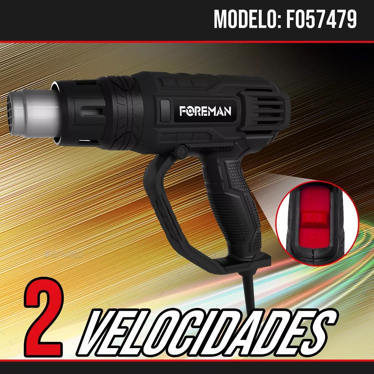 Pistola De Calor Remate Multicolor De 2000w Temperatura Regulable 4  Boquillas