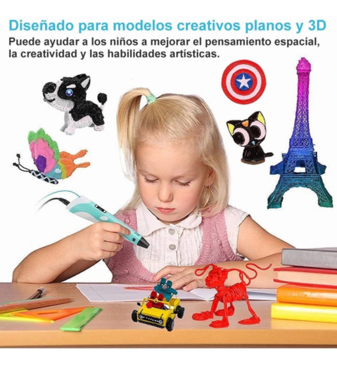 Kit Bolígrafo Impresora 3d Regalo Para Niños 5m Azul