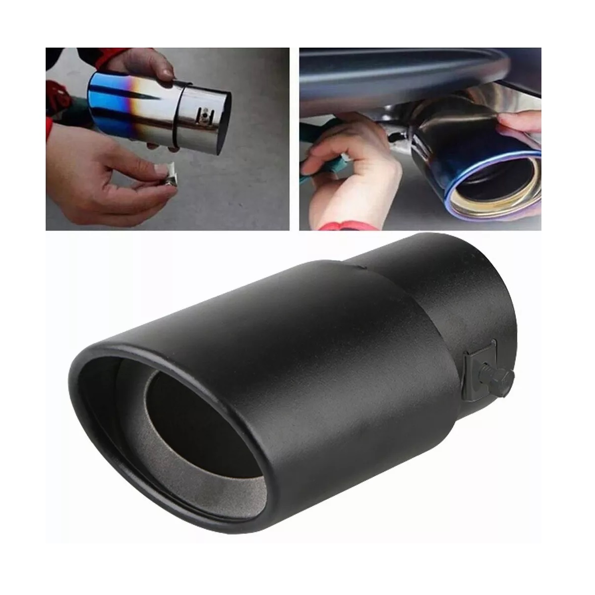 Tubo De Escape De Coche Silenciador Puntas De Acero Inoxidab Negro