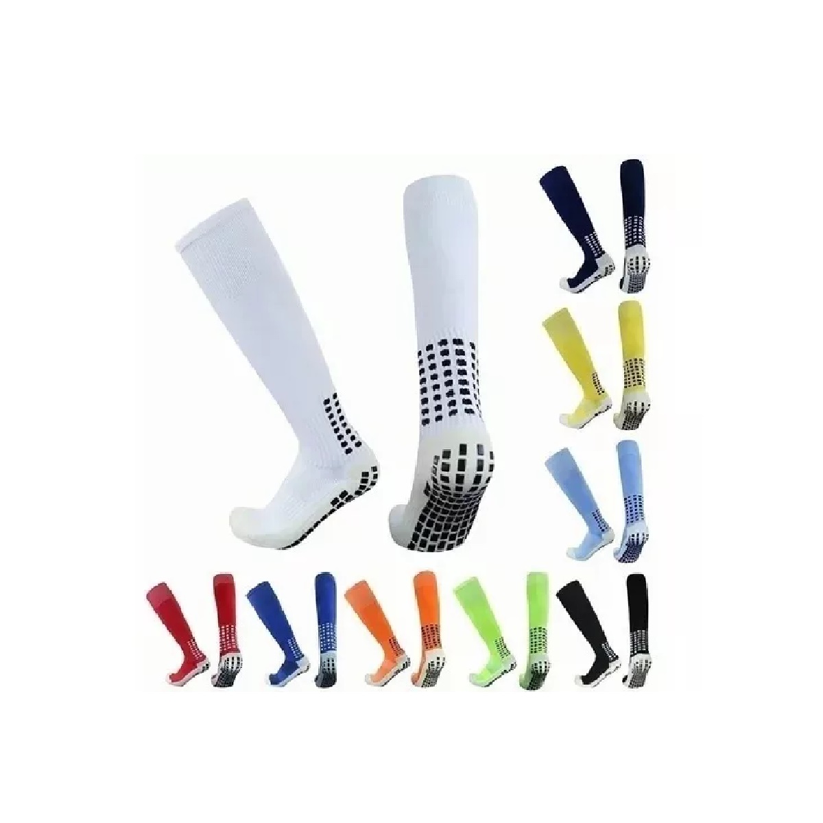 Medias De Futbol Tubo Largo Antideslizante Alta Calidad Azul