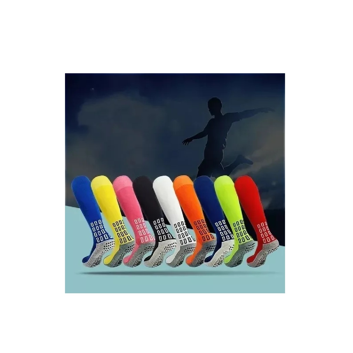 Medias De Futbol Tubo Largo Antideslizante Alta Calidad Azul