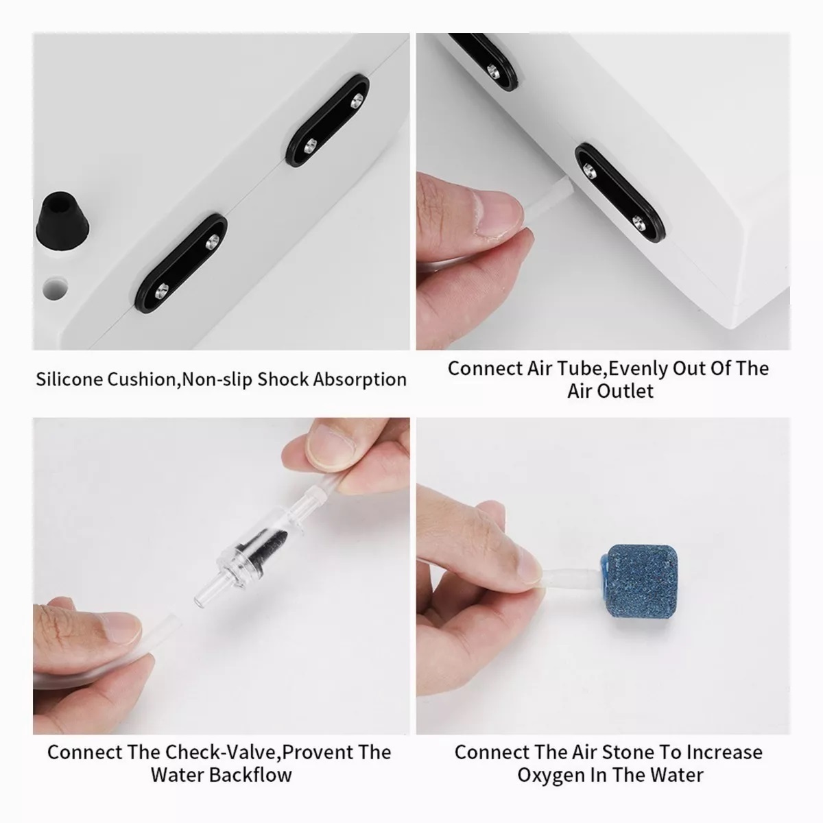 Bomba Agua Oxigenador Pecera Usb Recargable Con 1m Tubo Blanco