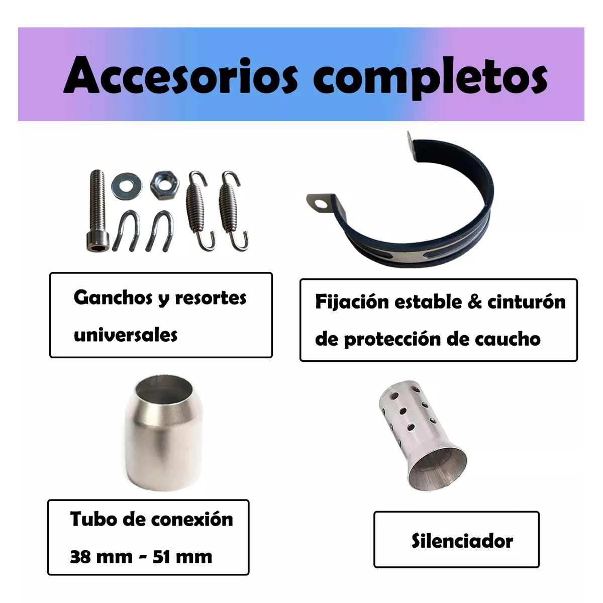 Escape De Moto Deportivo 51mm De Acero Inoxidable Universal