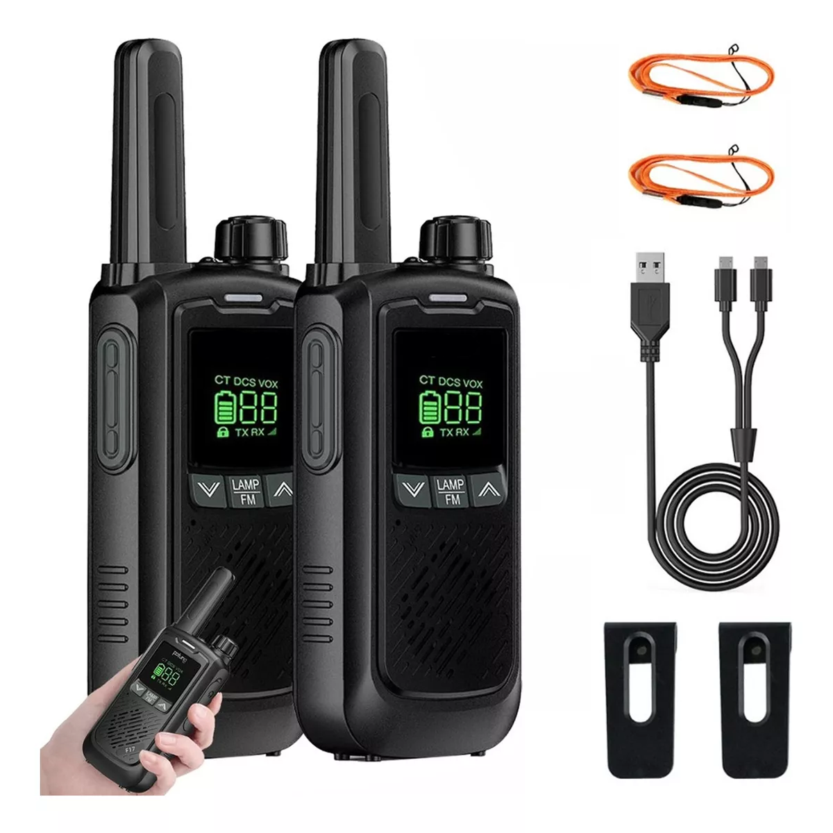 Par 2 Radios Walkie Talkie 16 Canale Portátil Recargable
