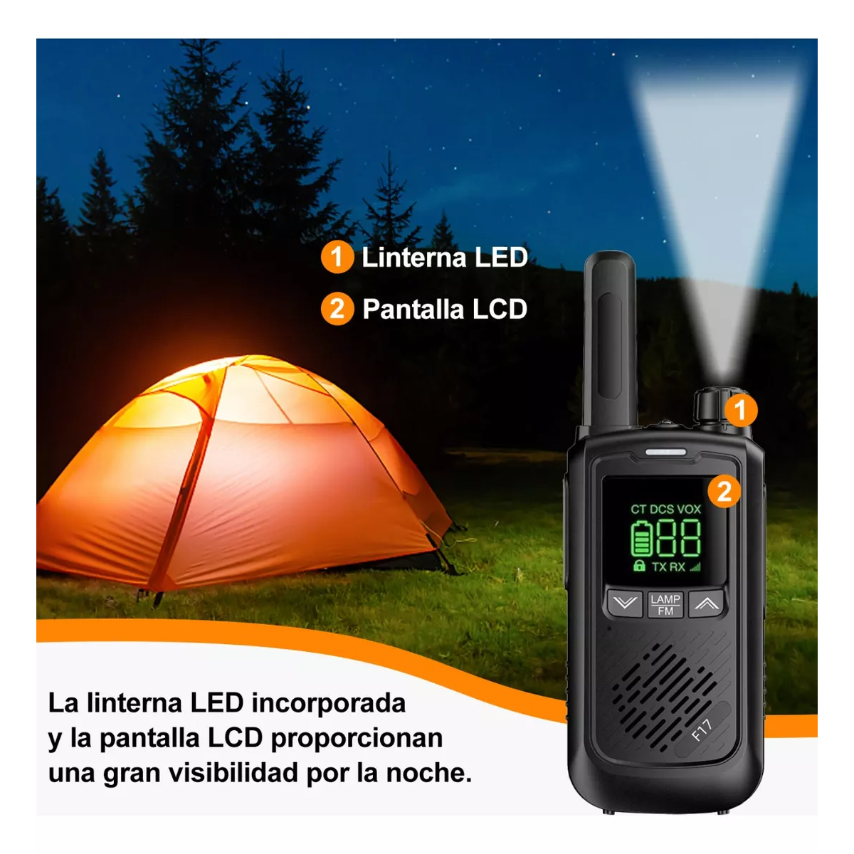 Par 2 Radios Walkie Talkie 16 Canale Portátil Recargable