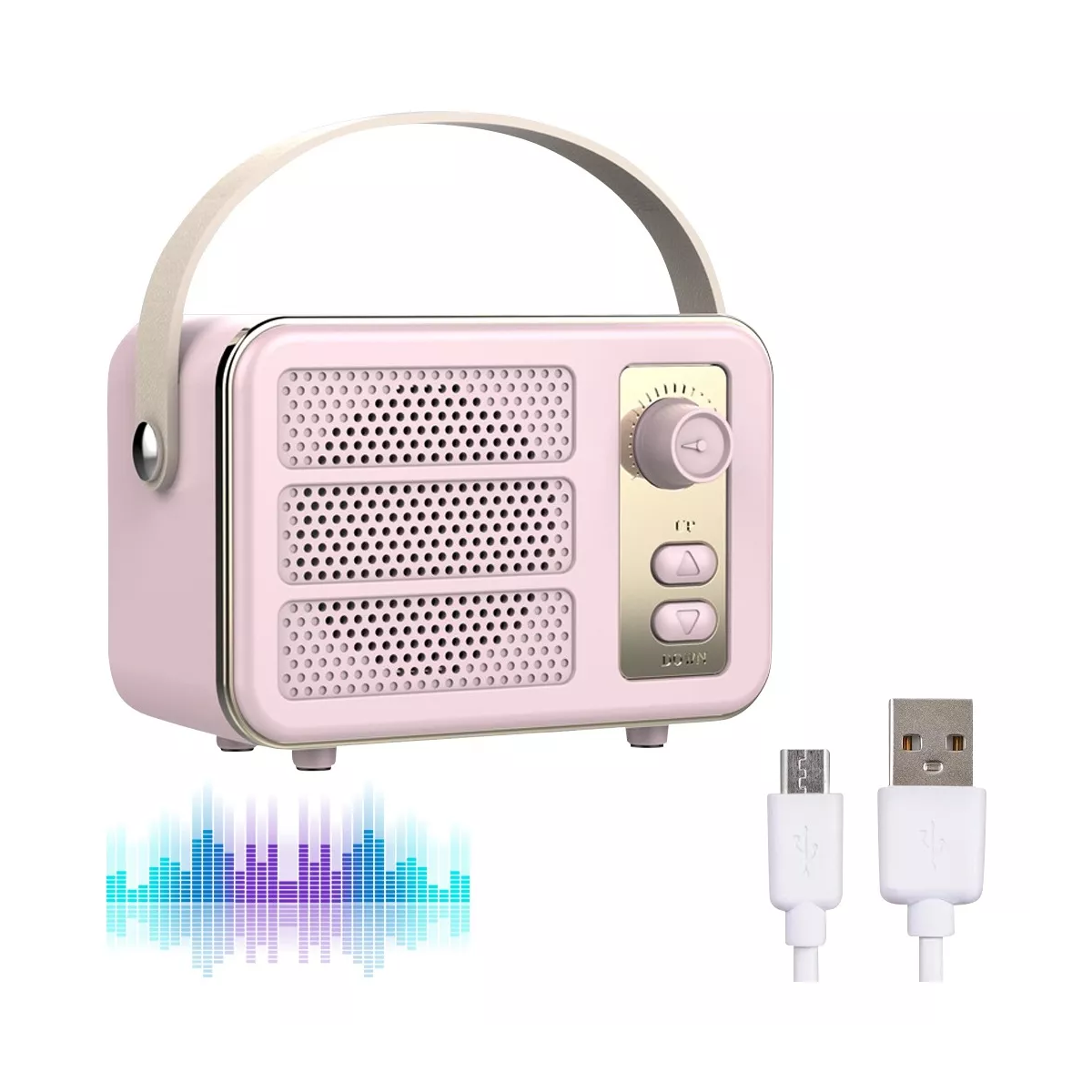 Bocina Bluetooth Retro Radio Recargable Bocinas Portátil Rosa