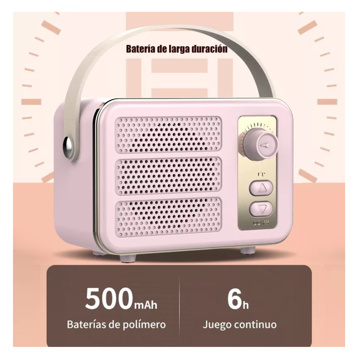 Bocina Bluetooth Retro Radio Recargable Bocinas Portátil Rosa