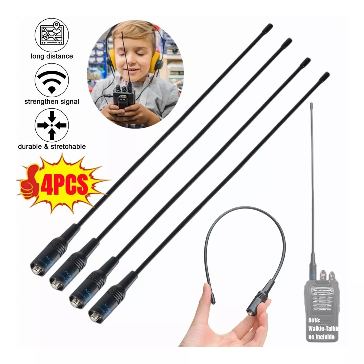 Kit Antenas Para Baofeng De Alta Ganancia Radios Na-771,4 Piezas