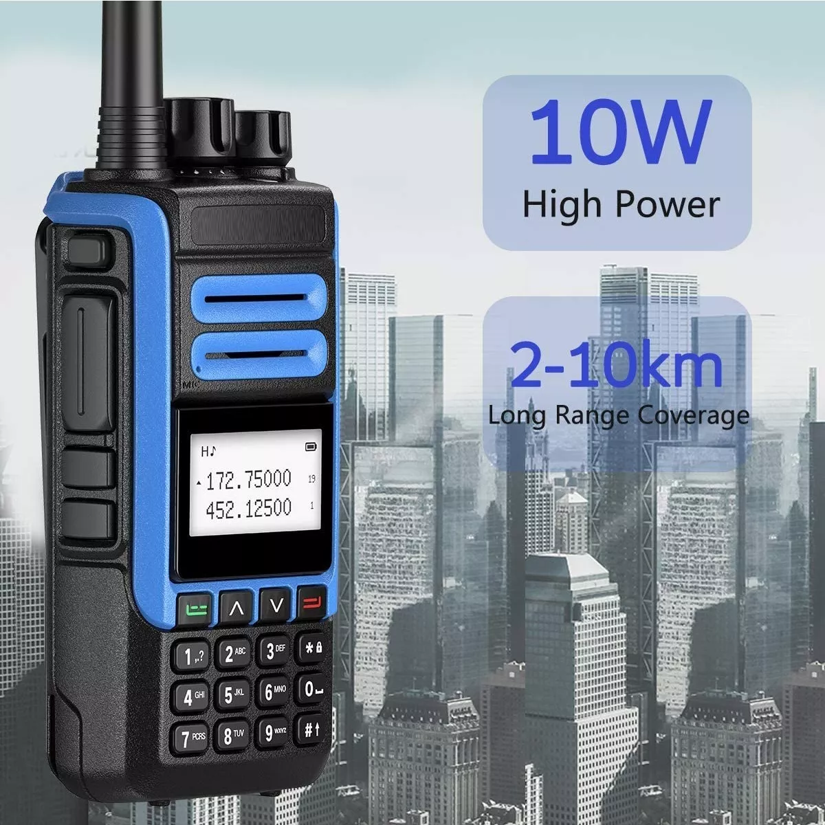 Radio Baofeng 10w H7 Walkie Talkies Uhf Vhf Con Auricular Azul