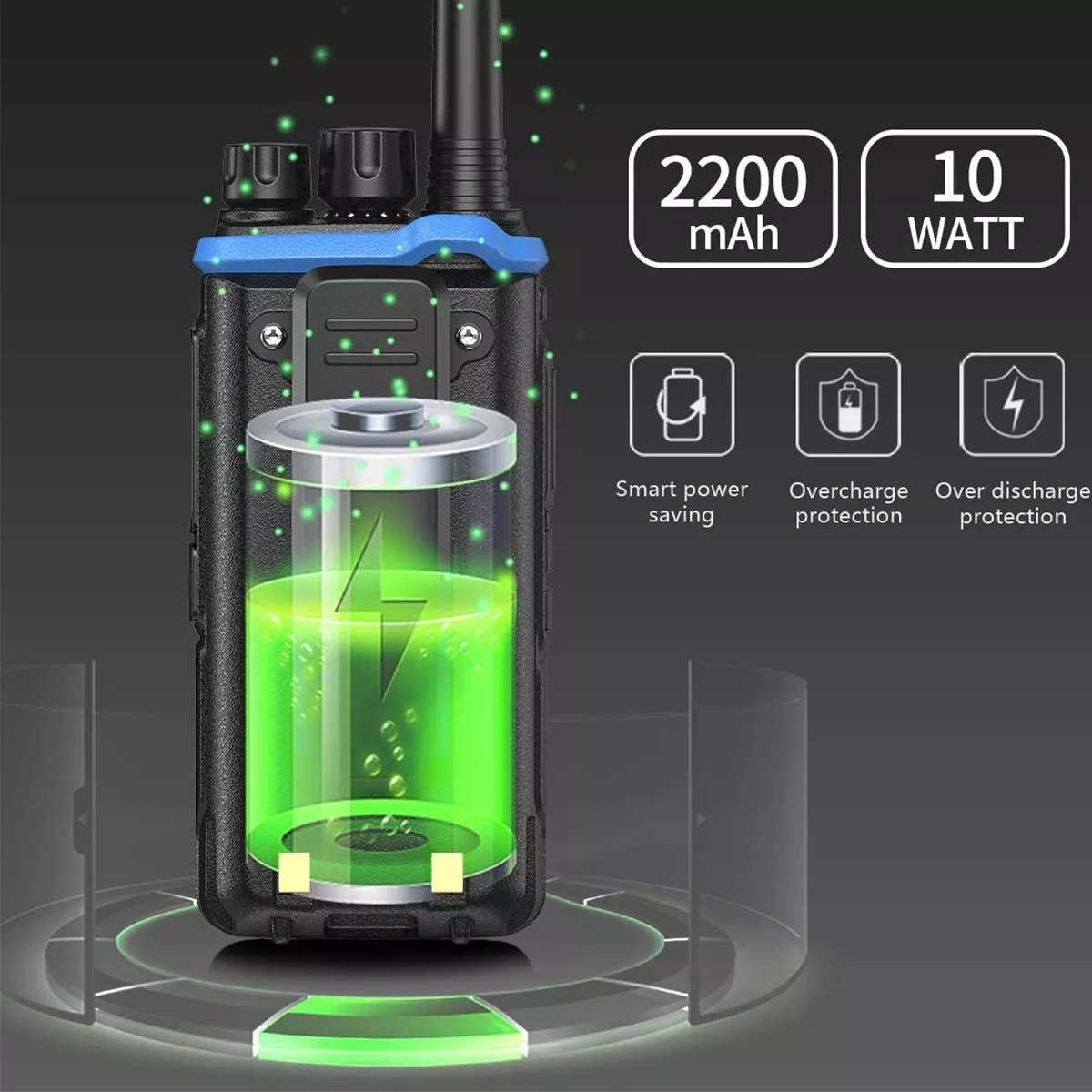 Radio Baofeng 10w H7 Walkie Talkies Uhf Vhf Con Auricular Azul