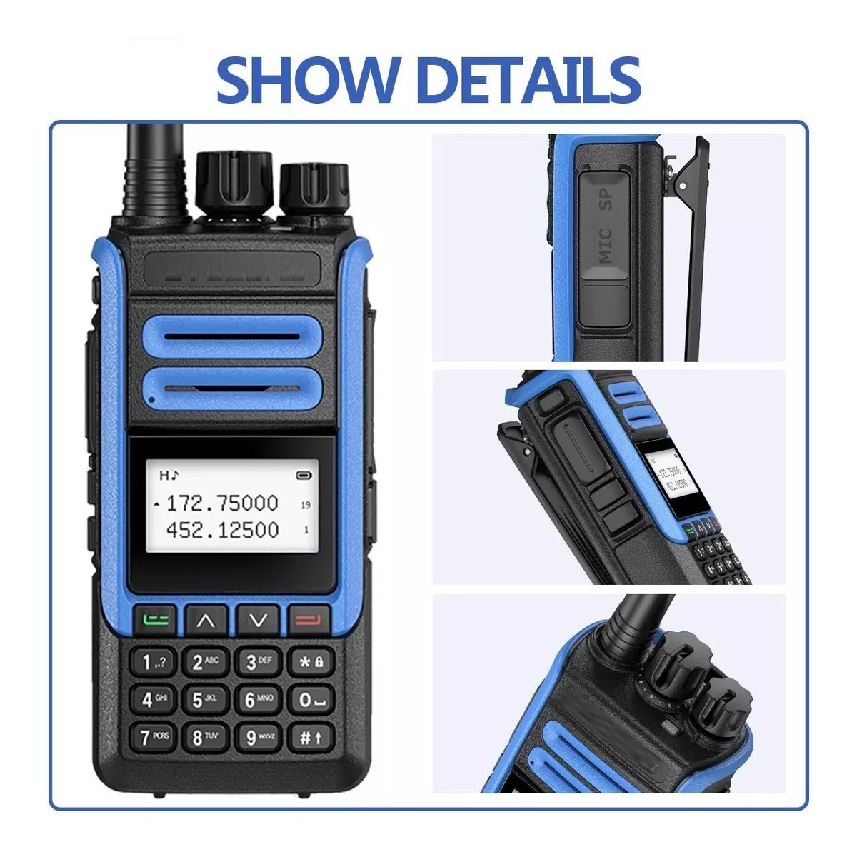 Radio Baofeng 10w H7 Walkie Talkies Uhf Vhf Con Auricular Azul