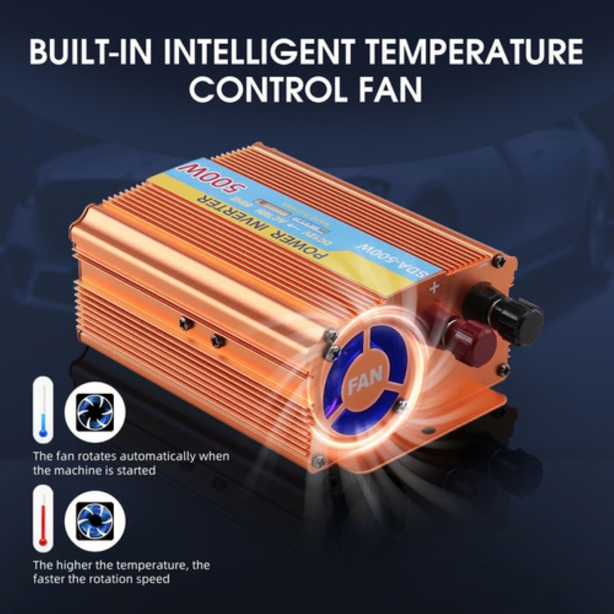Inversor De Potencia De 500w Para Automóvil/batería 12w/110v Dorado