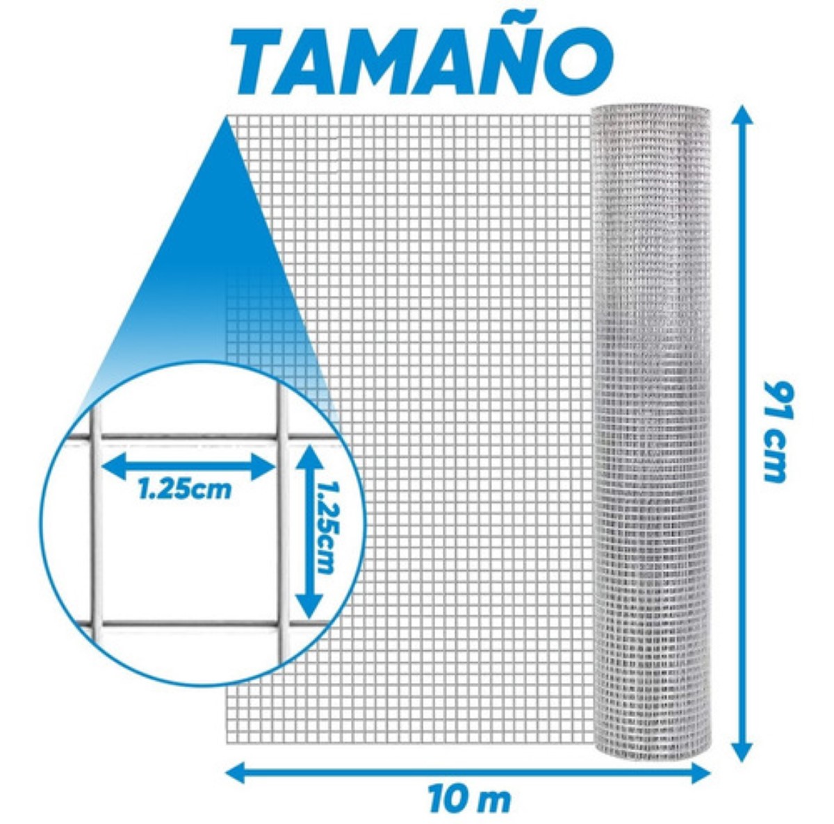 Malla Gallinera Malla De Acero Galvanizado 10m X 91 Cm Ab19m Plata