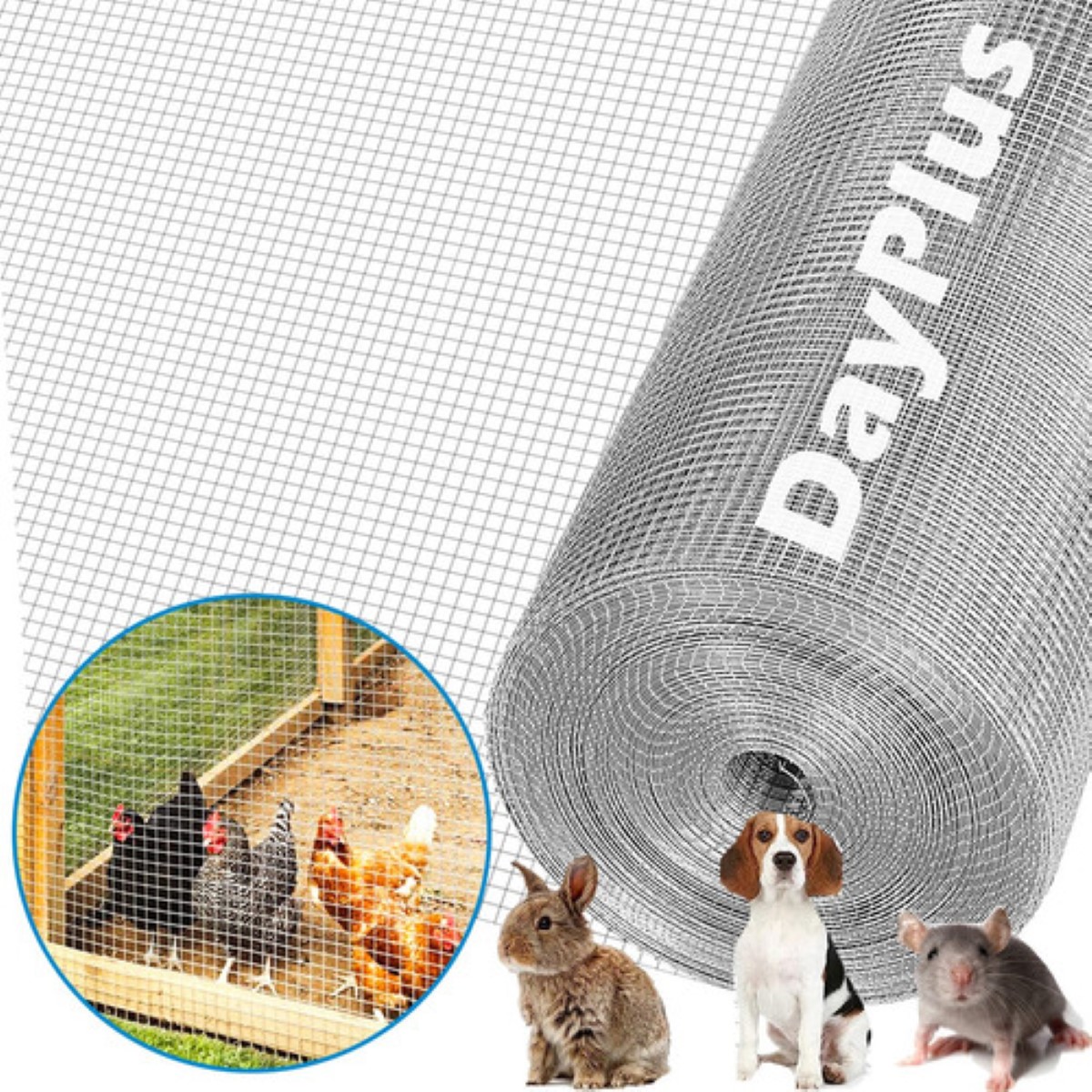 Malla Gallinera Malla De Acero Galvanizado 10m X 91 Cm Ab19m Plata