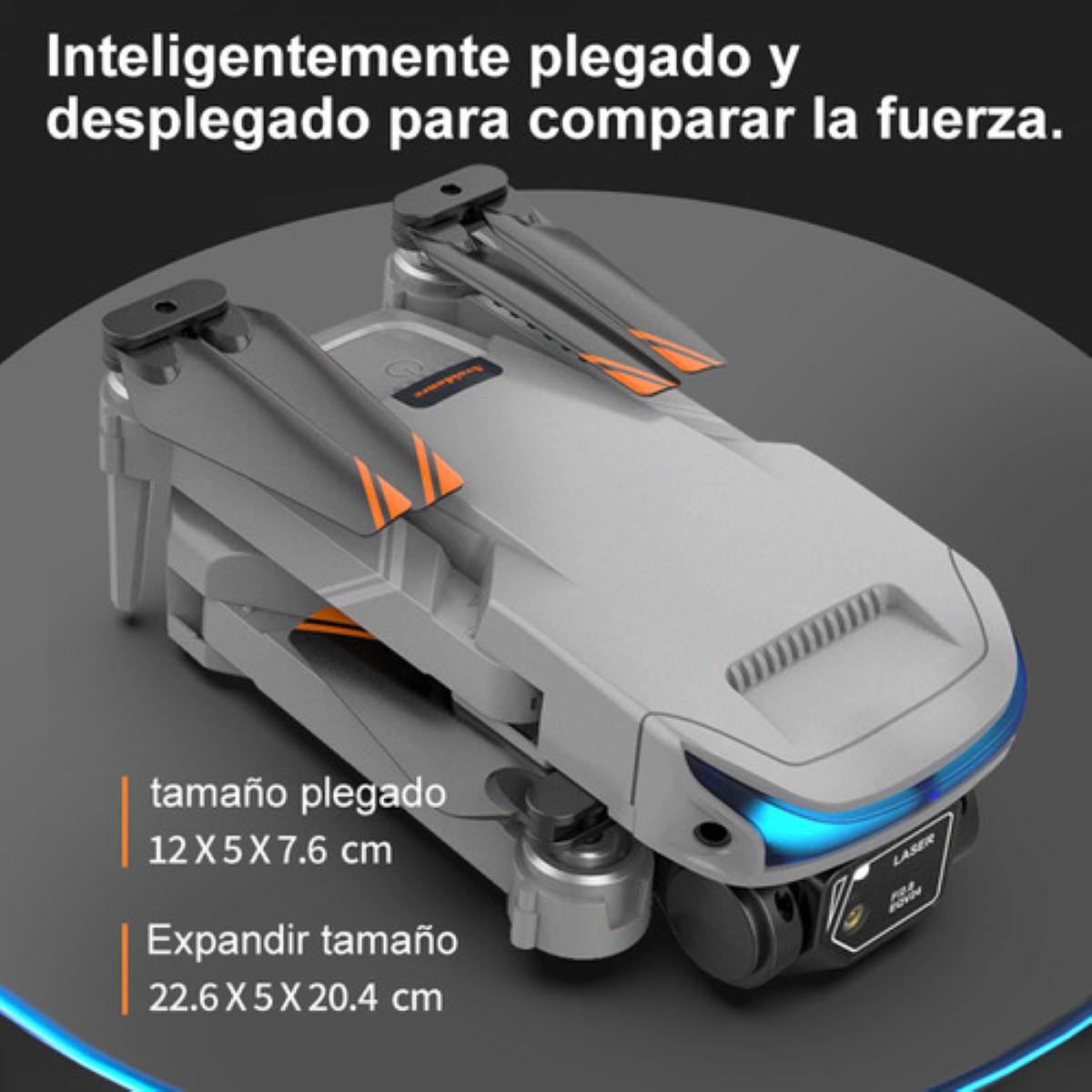 Mini drone 4K XT9 3 con dual cámara HD 2.4GHz 3 baterías,Gris Claro