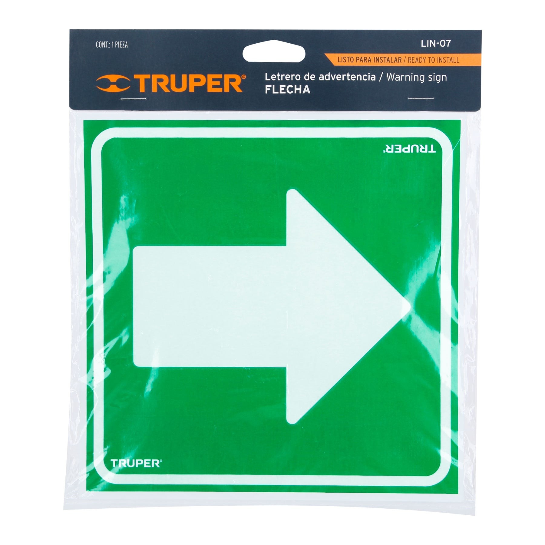 LETRERO DE SEÑALIZACIÓN "FLECHA", 19 X 19 CM TRUPER 18433
