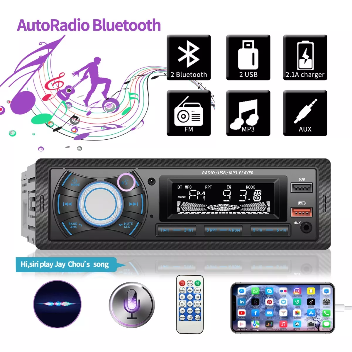 Autoestereo Mp3 930 Tarjeta Usb Bluetooth Radio Fm Aux