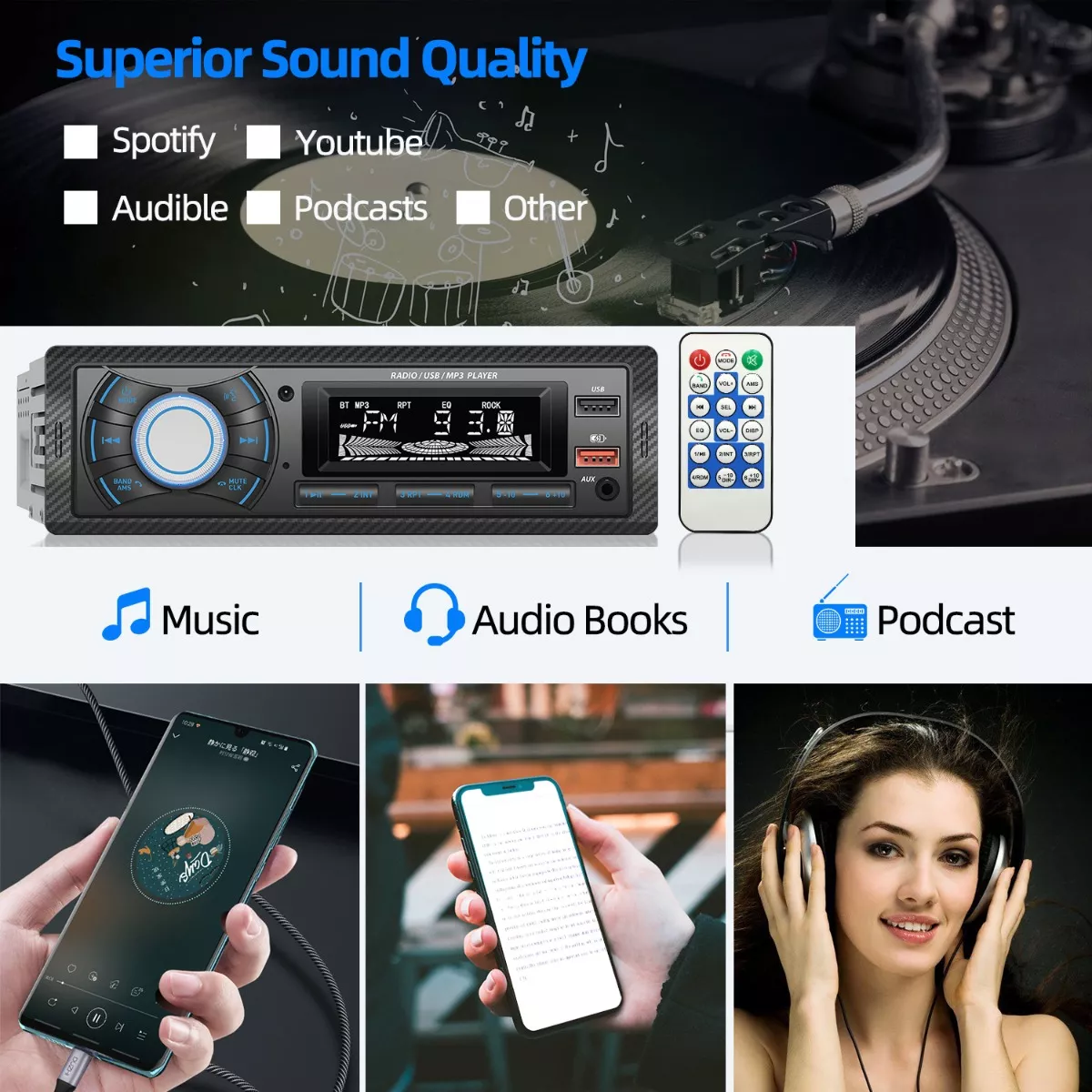 Autoestereo Mp3 930 Tarjeta Usb Bluetooth Radio Fm Aux