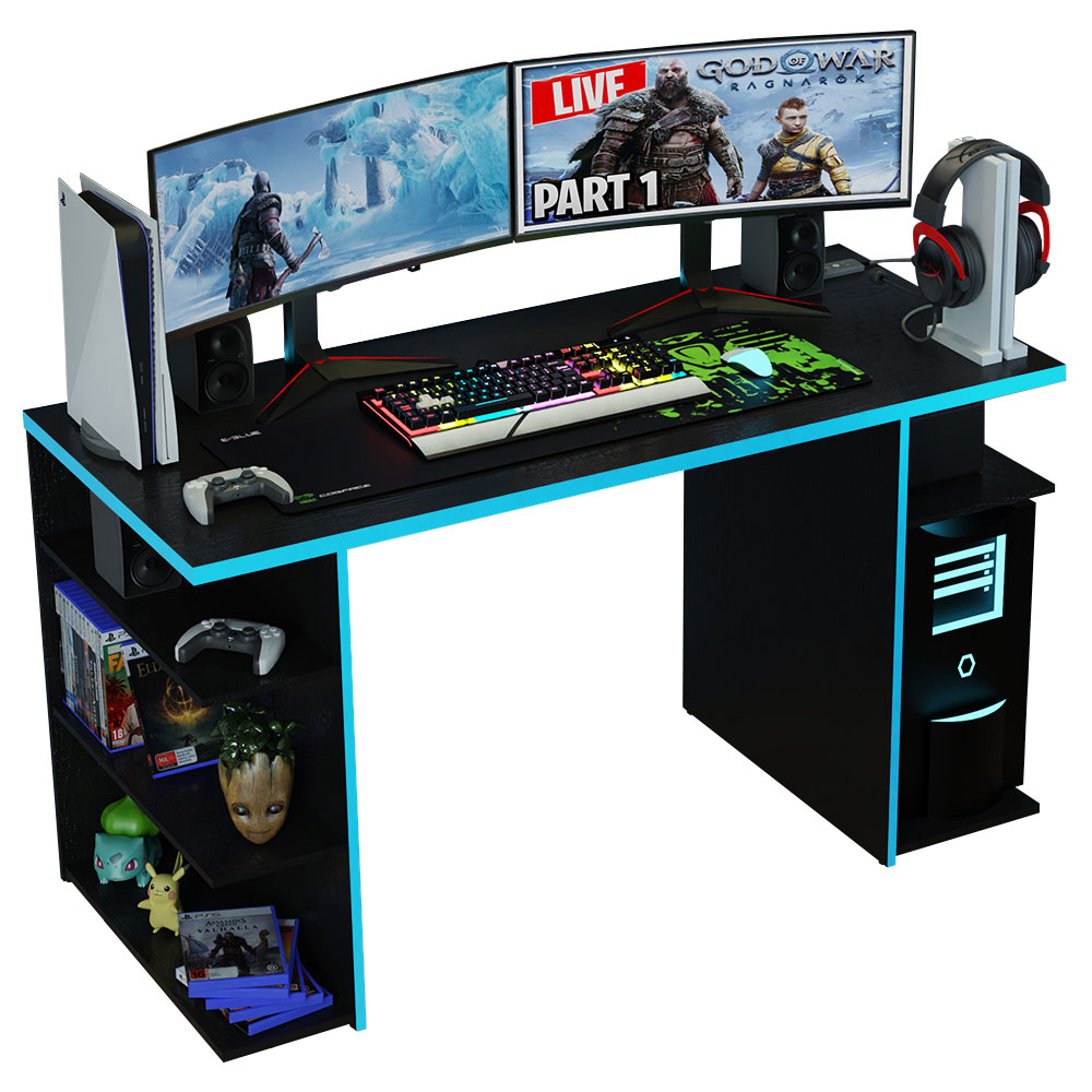 Escritorio Gamer Madesa para Pc y Consola Azul/Negro.