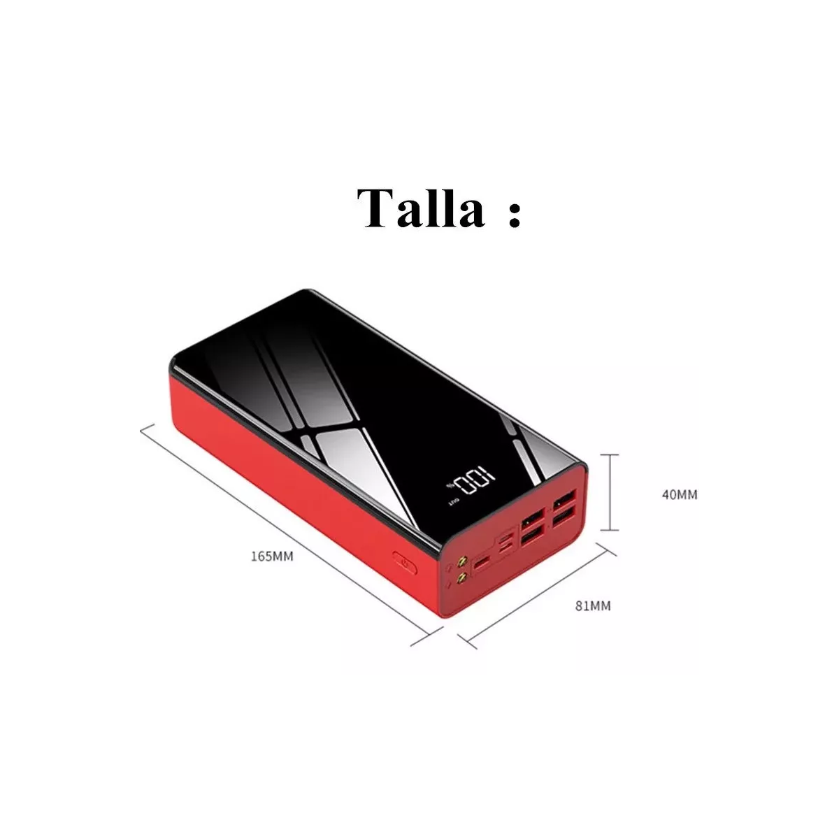 Banco De Energía Batería Portátil 40000mah Celda De Carga Rápida Rojo