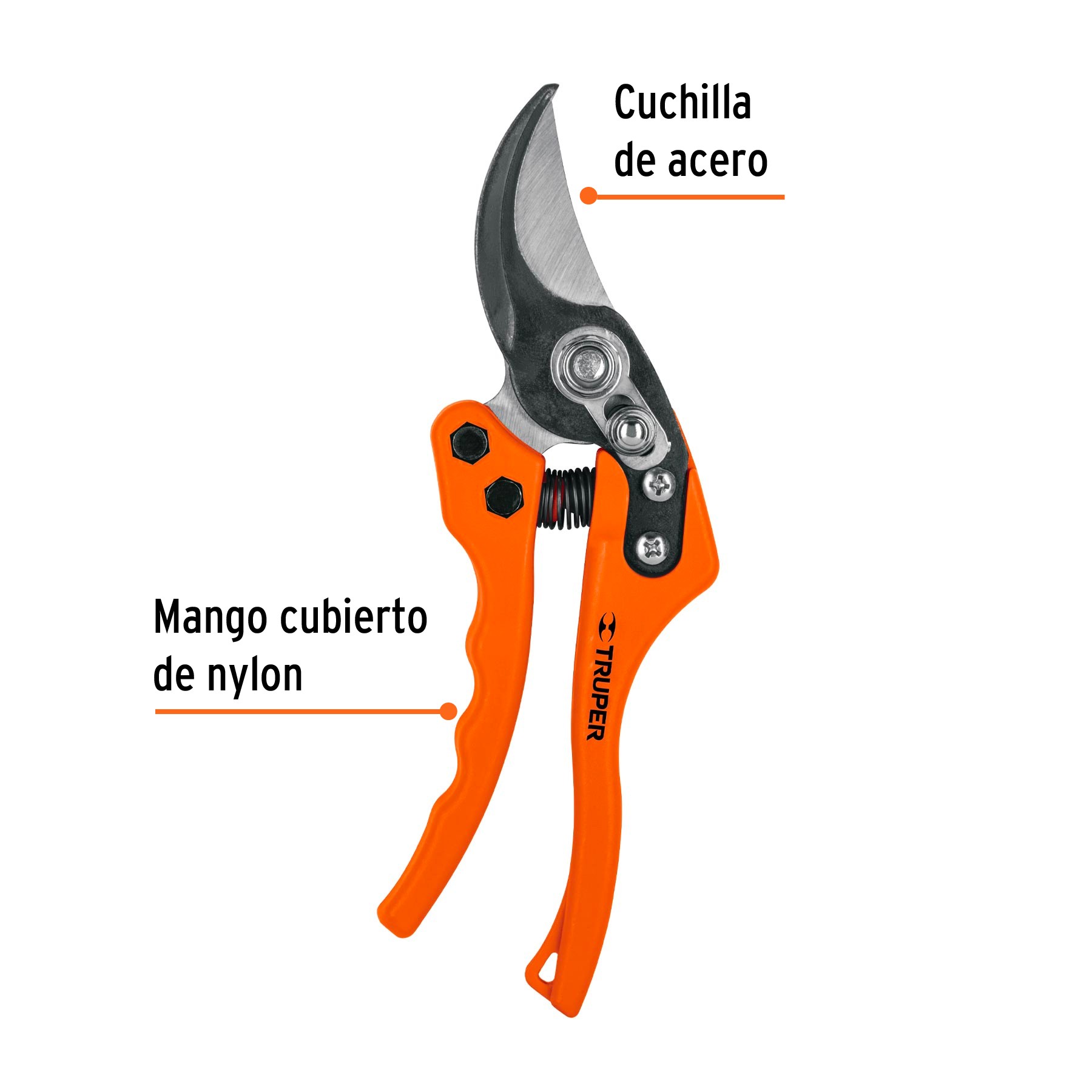 TIJERA PARA PODA 8" DE ACERO/NYLON CON CUCHILLAS ACERO SK5 TRUPER 18463