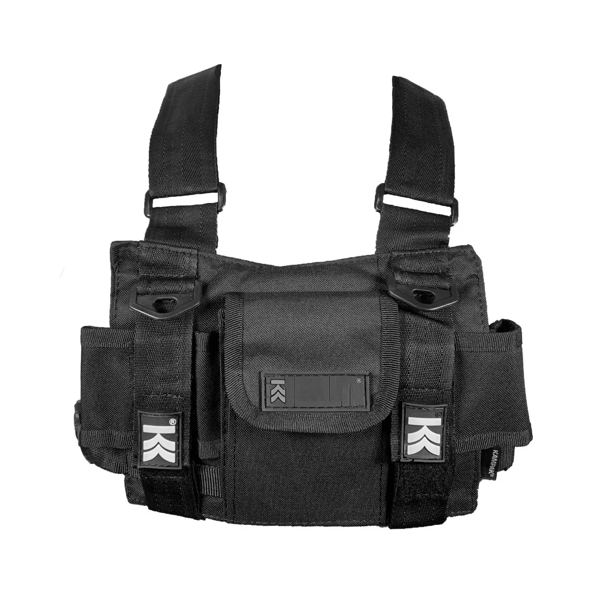 Pechera Double Chest Bag Utra Slim P/ Telefono + Radio Negro