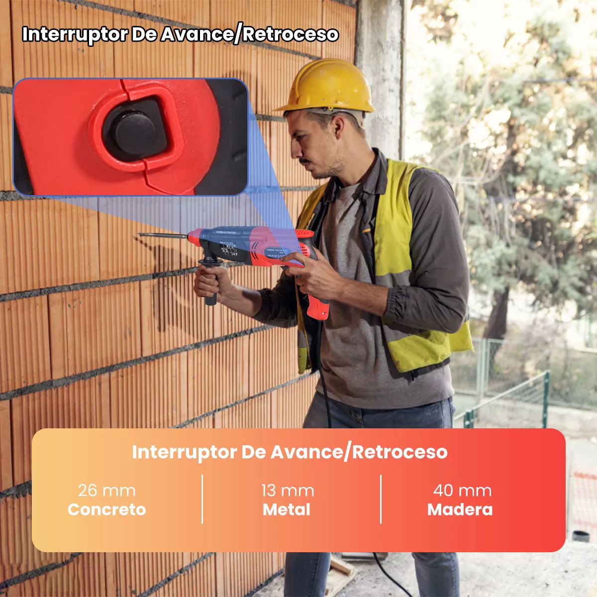 Rotomartillo Taladro Cincelador Multifuncional 800w 26mm