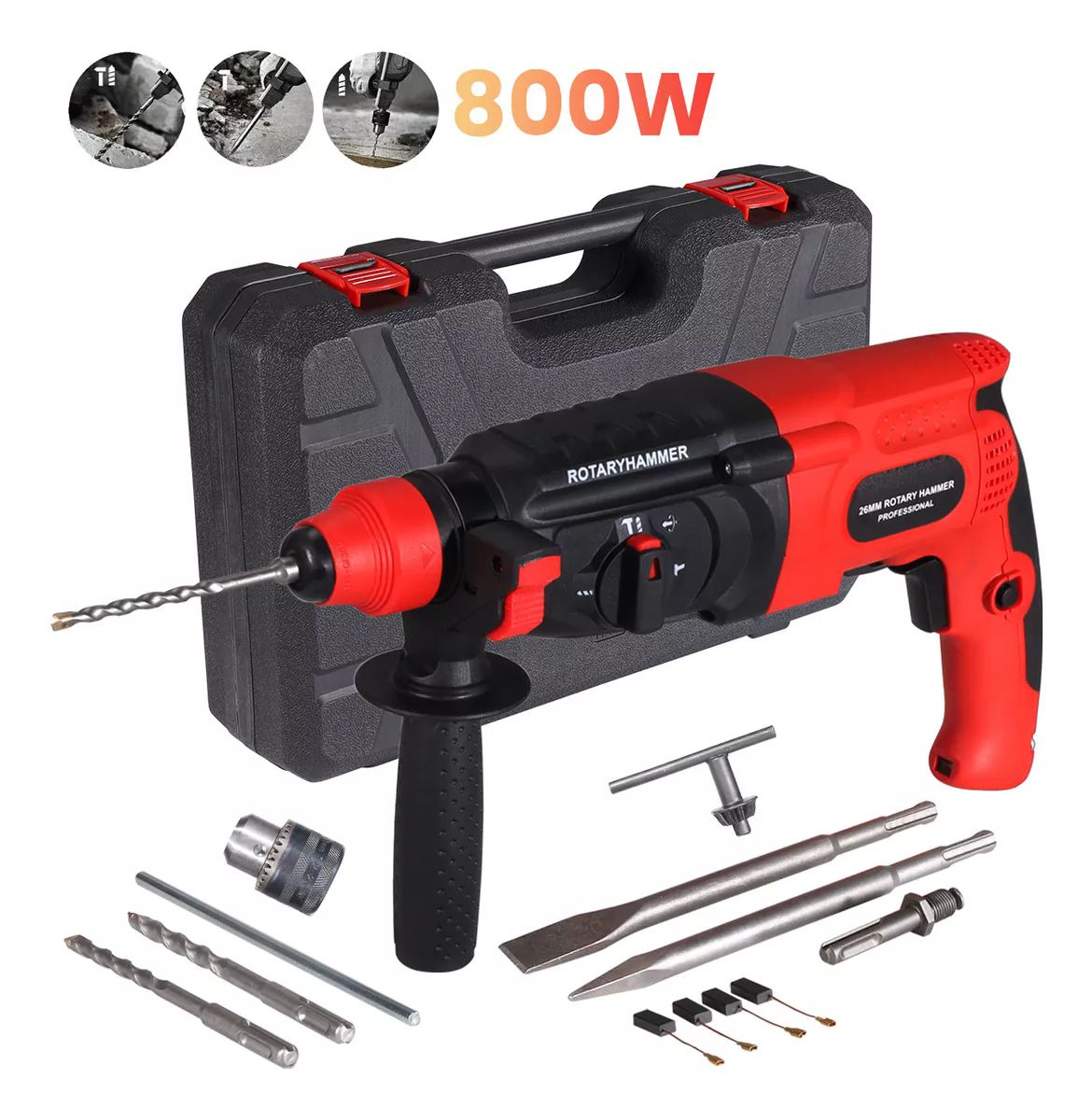 Rotomartillo Taladro Cincelador Multifuncional 800w 26mm