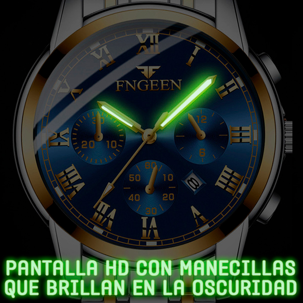 Reloj Hombre Original De Acero Inoxidable Con Fechador Negro Negro