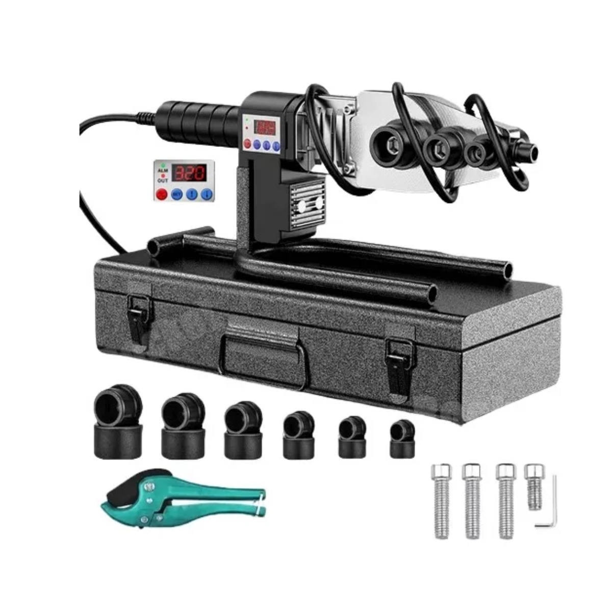 Termofusor Kit Pantalla Digital De Con 6 Dados+tijeras Negro