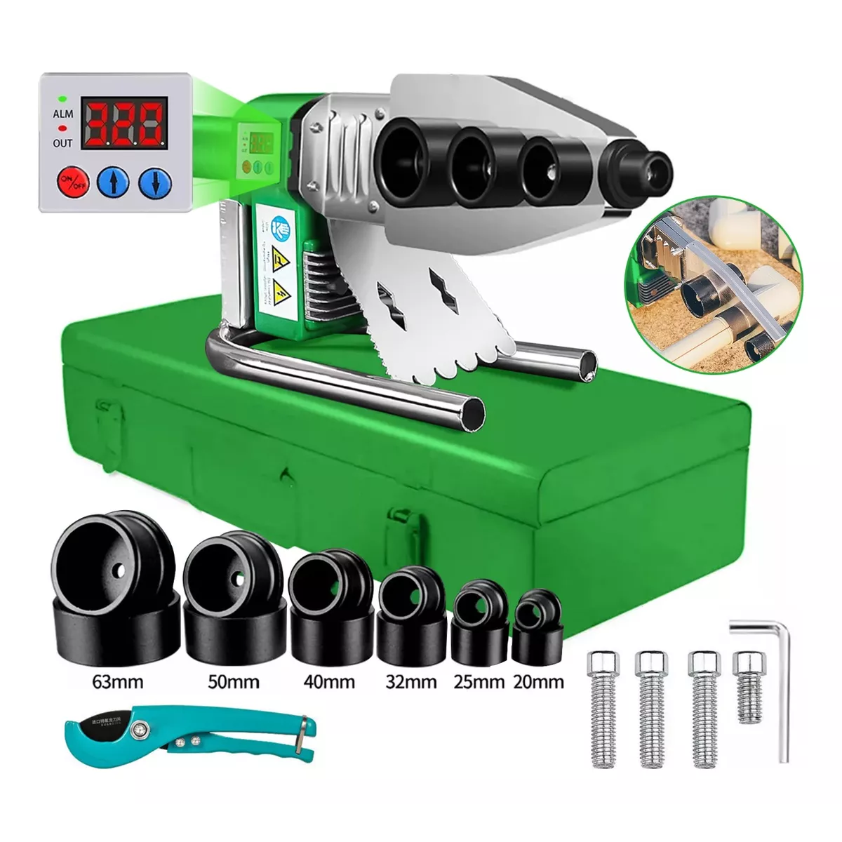 Termofusor Kit Pantalla Digital Con 6 Dados Y Tijeras 1000W