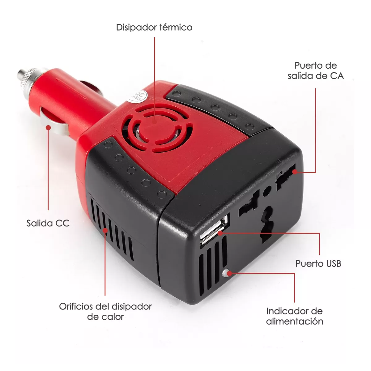 Convertidor Corriente,inversor De Corriente Para Auto 110v