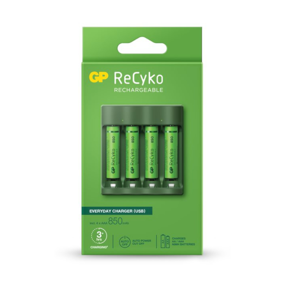 Cargador de Pilas Recargables GP USB con 4 Piezas AAA 850mah