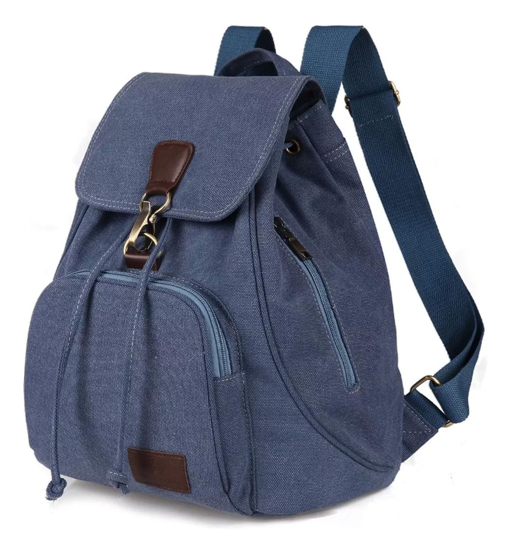 Mochila Escolar Antirrobo Para Mujer Mochila De Lona Impermeable color AZUL.