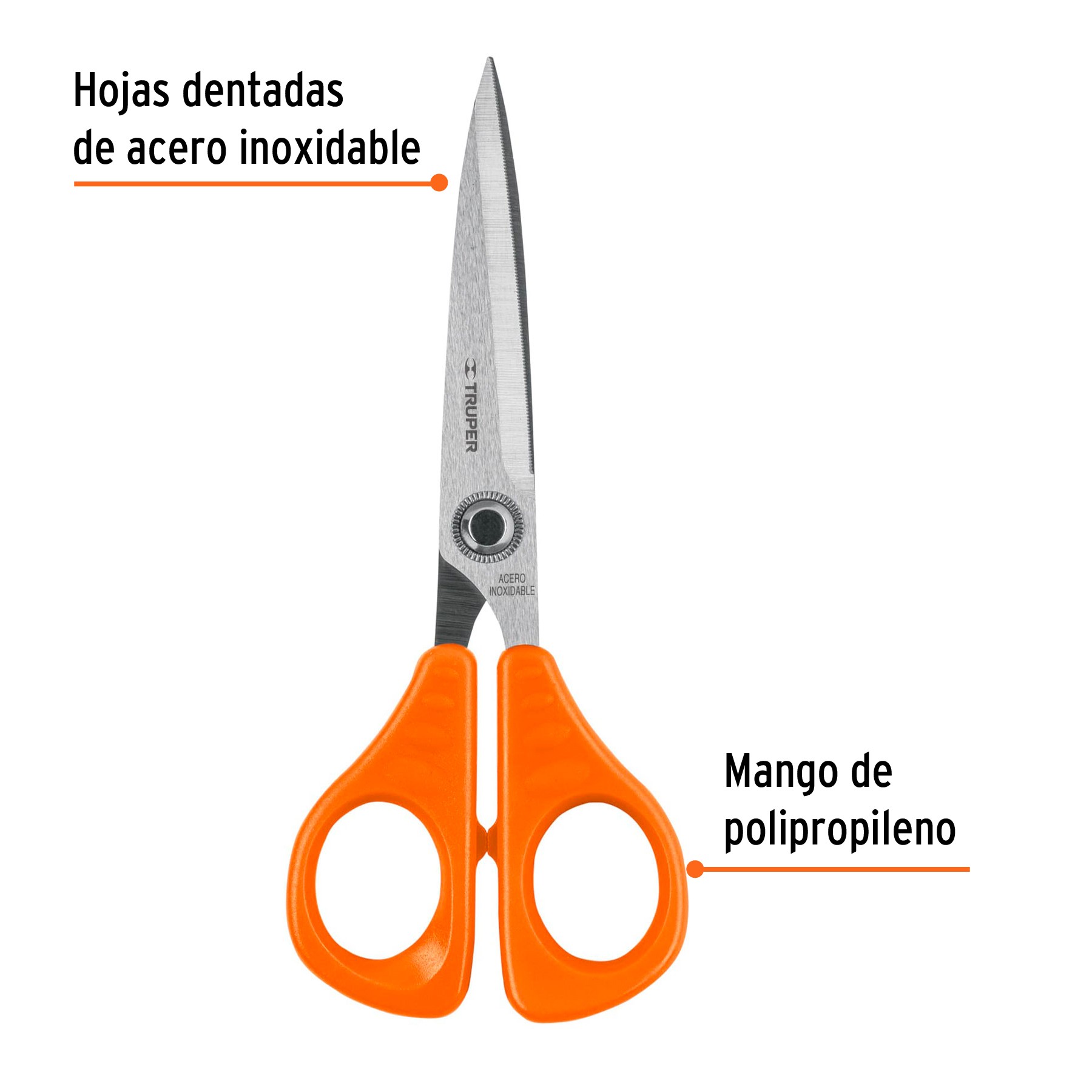 TIJERA 6-1/2" DE ACERO INOXIDABLE PARA OFICINA, TRUPER 18498