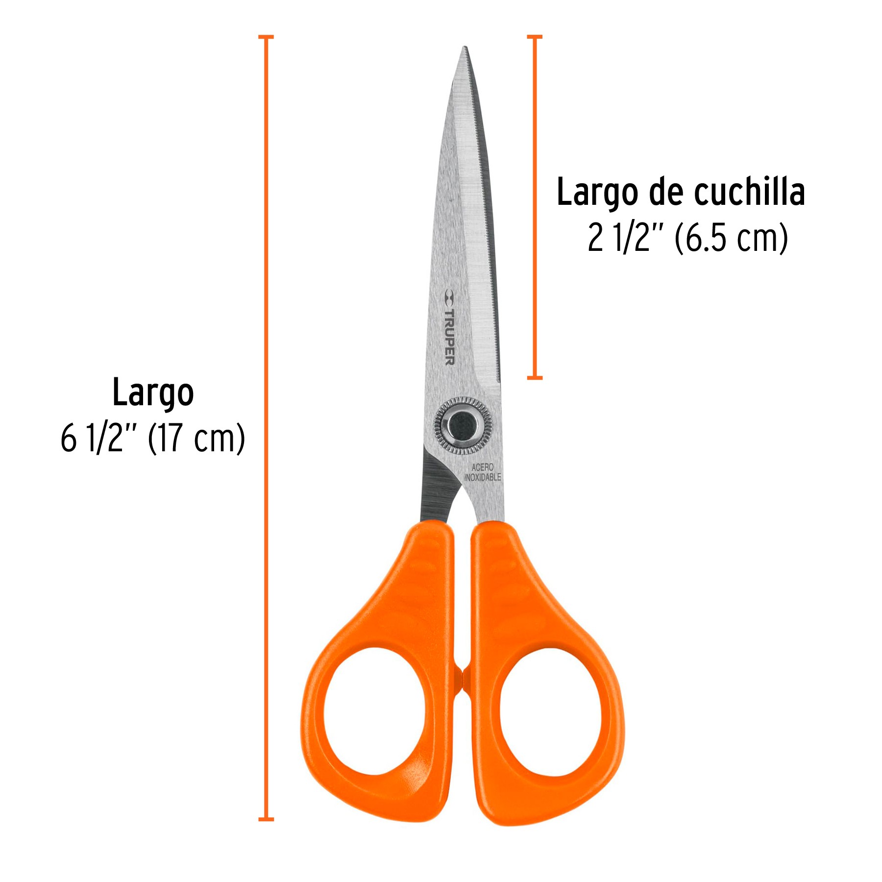 TIJERA 6-1/2" DE ACERO INOXIDABLE PARA OFICINA, TRUPER 18498